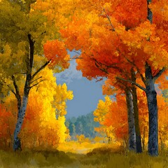 Autumn Landscape Exploration, Colorful Forest, Scenic View, Nature Photography, Vibrant Environment