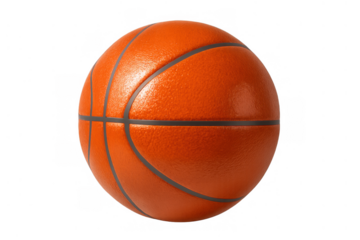 Orange basketball, a symbol of sport, competitive games, and team play, isolated on transparent background