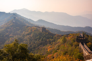 Great Wall of China, famous landmark in autumn landscape
