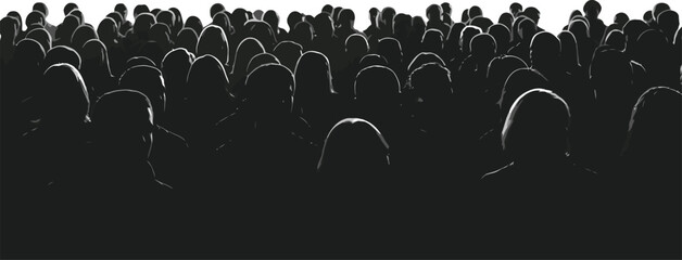 Crowd of people silhouette audience group monochrome anonymous gathering eps