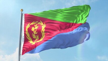 4K Eritrea flag waving in the wind - realistic Eritrea flag animation in high resolution, perfect for Eritrea national day, independence, travel and patriotic video projects