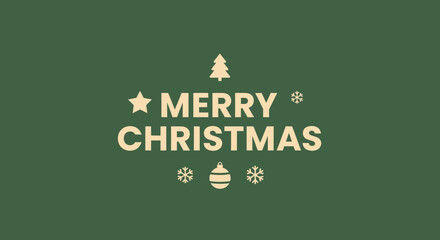 Merry Christmas Greeting Background Green Gold Simple