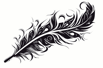 Obraz premium AI Image A sophisticated black and white depiction of a stylized feather with intricate swirl and