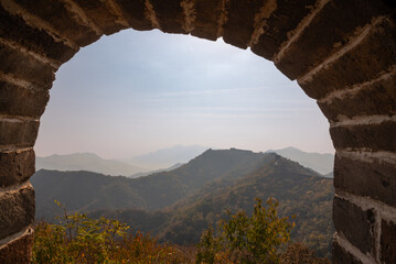 Great Wall of China, famous landmark in autumn landscape