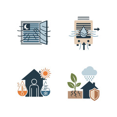 Fototapeta premium Climate Control and Environmental Protection Icons.