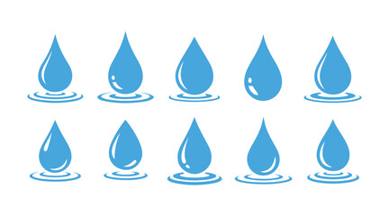 A collection of vector water drop icons.