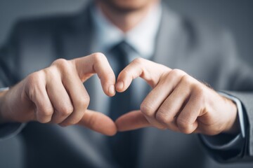 Naklejka premium Businessman making an OK hand sign with confident expression, symbolizing approval and precision.