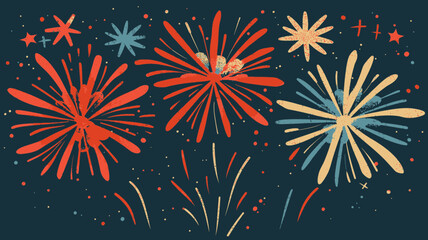 AI Image Vibrant fireworks explode against a night canvas, adding warmth and cheer to the occasion