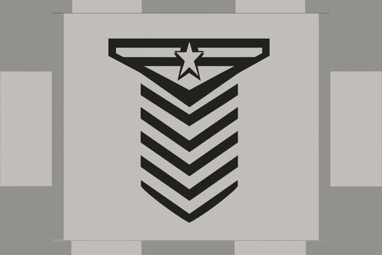 AI Image Depicting stylized military rank insignia with prominent star and chevron patterns on a