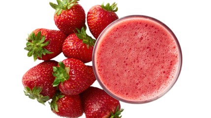 Falling strawberries isolated on white background