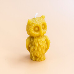 Natural Beeswax candles in shape owls, handmade of craft candles, made for holiday