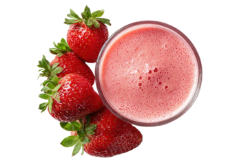 Falling strawberries isolated on white background