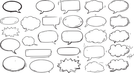 Obraz premium Hand drawn speech bubbles and thought clouds vector