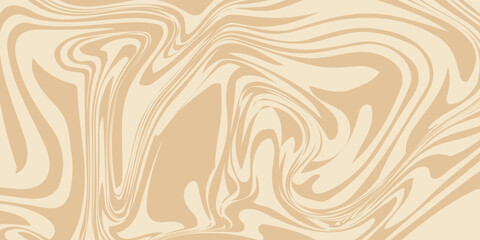 Beige marble acrylic swirl seamless pattern. Coffee latte, caramel, ice cream texture. 1970s trippy psychedelic waves print background.
