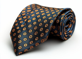 Luxury Silk Necktie with Elegant Orange Polka Dot Pattern on White Background for Formal Business Fashion
