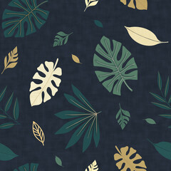 Tropical Midnight Leaves Pattern