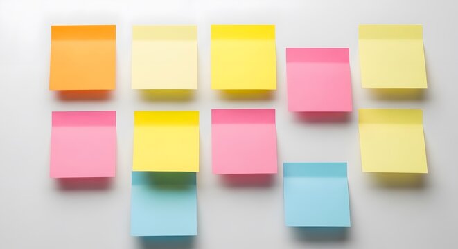 Colorful sticky notes arranged in rows perfect for reminders and organization