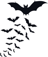 Halloween bats vector illustration flying bats silhouette background eps