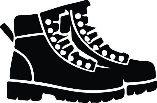 Black Silhouette of Hiking Boots footwear outdoor