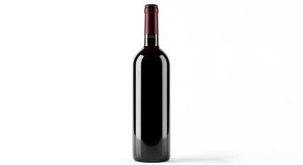 Naklejka premium Elegant bottle of red wine isolated on white perfect for restaurant menus and wine lists