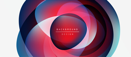 Obraz premium Abstract circular design. Overlapping layers create vibrant color gradients. Text reads background design within central shape. Modern, dynamic composition.