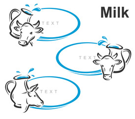Milk label and icon set. Collection icons milk. Vector