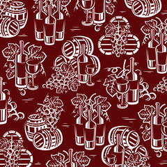 Wine pattern background set. Collection icon wine. Vector