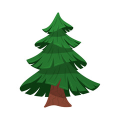 Stylized fir tree. Christmas tree without decorations. Hand drawn trendy flat style vector illustration. perfect for holiday greeting cards, Christmas designs, stickers, posters, nature backgrounds