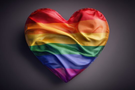 Colorful heart shape representation of LGBTQ pride flag symbolizes love, acceptance, and diversity in a creative and artistic expression for equality and celebration of the LGBTQ community