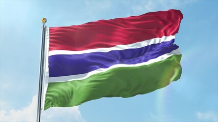 4K Gambia flag waving in the wind - realistic Gambia flag animation in high resolution, perfect for Gambia national day, independence, travel and patriotic video projects