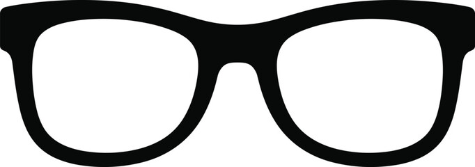 Black eyeglasses frame vector illustration, classic spectacles silhouette design, optical fashion accessory for vision correction, eyewear template for style and branding