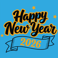 Fototapeta premium Festive happy new year design with golden text and star accents