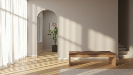 Modern interior with sunlight and plants during daytime