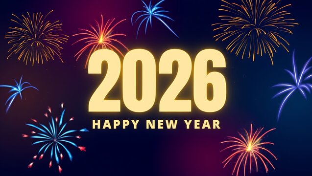 Vibrant Fireworks Display Celebrating the Arrival of New Year 2026