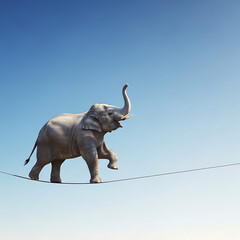  A surreal video of an elephant on a tightrope, symbolizing balance, courage, and creativity, perfect for motivational projects. elephant, balance, surrealism, courage, and conceptual art