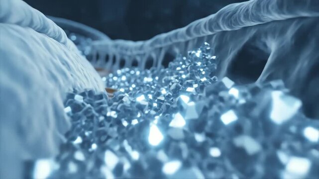 Kidneys filtering high-protein waste, urea crystals sparkle faintly as the nephrons strain, tiny membranes vibrating under overload