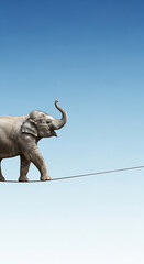  A surreal video of an elephant on a tightrope, symbolizing balance, courage, and creativity, perfect for motivational projects. elephant, balance, surrealism, courage, and conceptual art