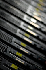 Stacked servers in rackmount cabinet