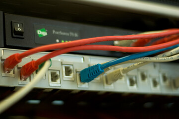 Switch with network ports and cables for network, internet and connectivity