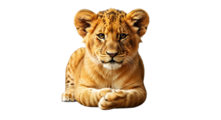 Adorable lion cub resting peacefully