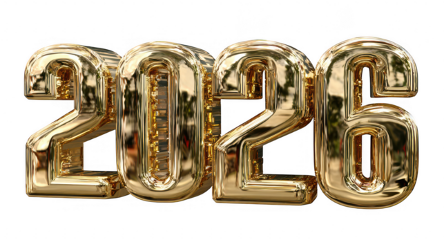 2026 metallic typography clipart render festive decor digital art celebratory environment 3d viewpoint