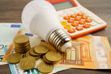 Cost of electric utilities with light bulb for payment.