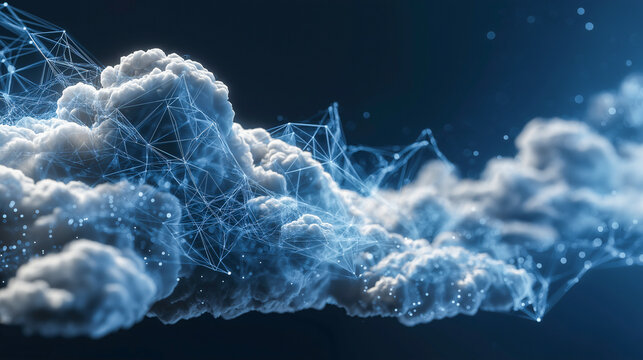 Cloud computing artificial intelligence network digital futuristic technology data connection blue abstract innovation and modern elements blend in dynamic and inspiring visual - Powered by Adobe
