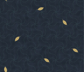 Golden Leaves on Waves Pattern