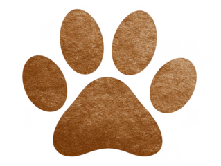 Minimalist brown paw print clipart element for pet lovers digital icon style art home decoration modern environment