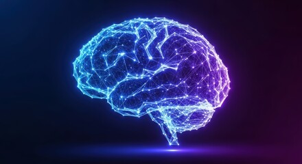 Electronic neural hologram radiating with vivid magenta and blue hues amid animated.