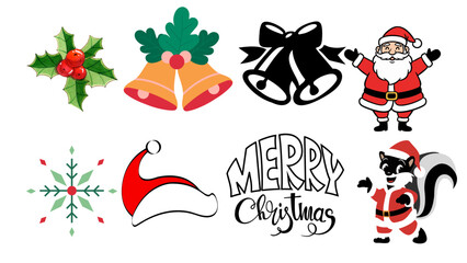 christmas icons set And Happy Christams