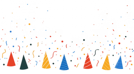 Celebration with party hats and streamers minimalist background festive atmosphere joyful concept
