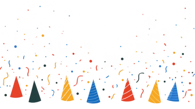 Celebration with party hats and streamers minimalist background festive atmosphere joyful concept