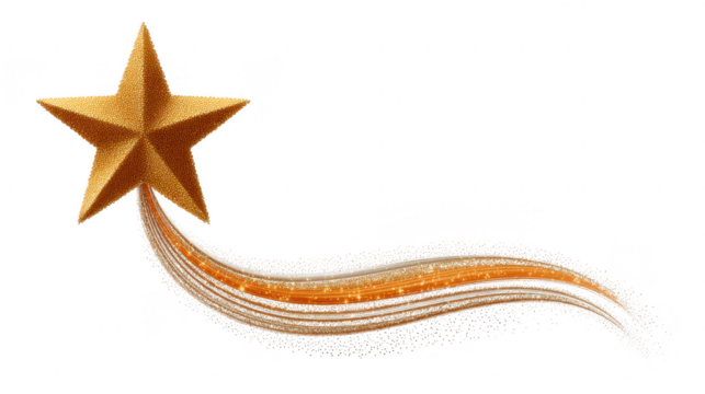 Bright golden star sparkle trail digital art magical clean view